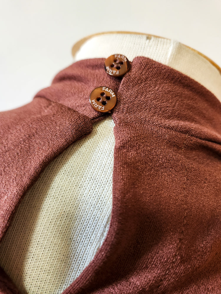 Vestido Farm Marrom Liso