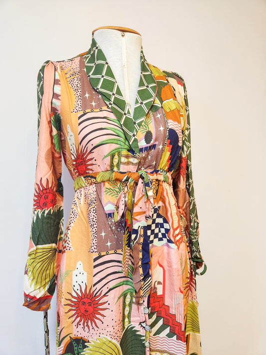 Vestido Farm Manga Longa Cidade Mística