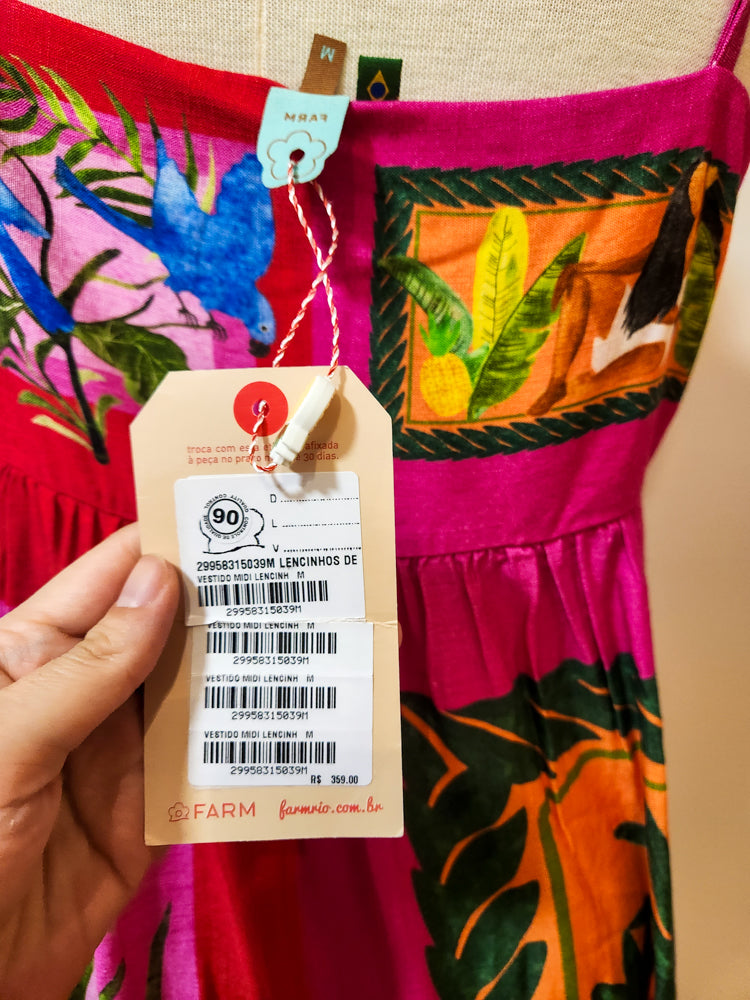 Vestido Midi Farm Lencinho Pink e Vermelho
