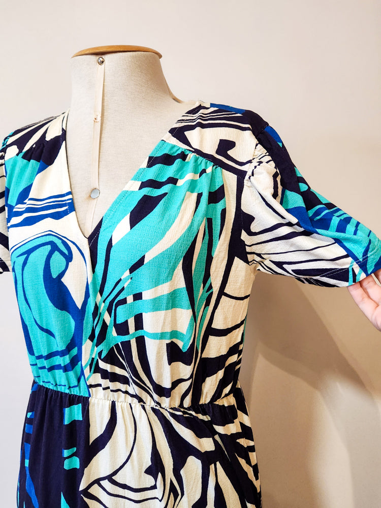 Vestido Stella Cielo Floral Folhagens Azul