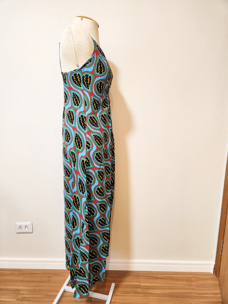 Vestido Farm Urucum Longo com fundo Azul
