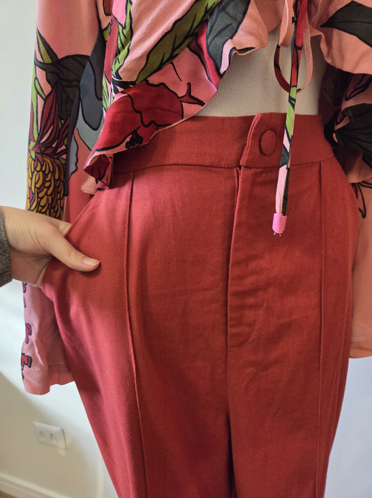 Calça Farm Flare Vermelho Oeste