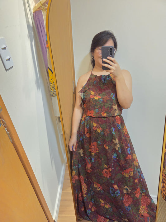 Vestido Farm Floral Tons Terrosos Frente Única