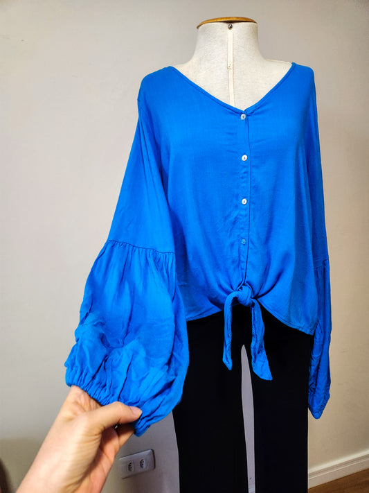 Blusinha Azul Nova Manga Comprida