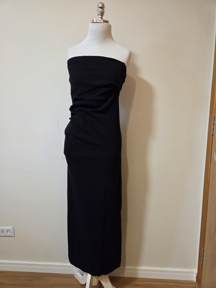 Vestido Farm Longo Tomara que Caia Preto Canelado