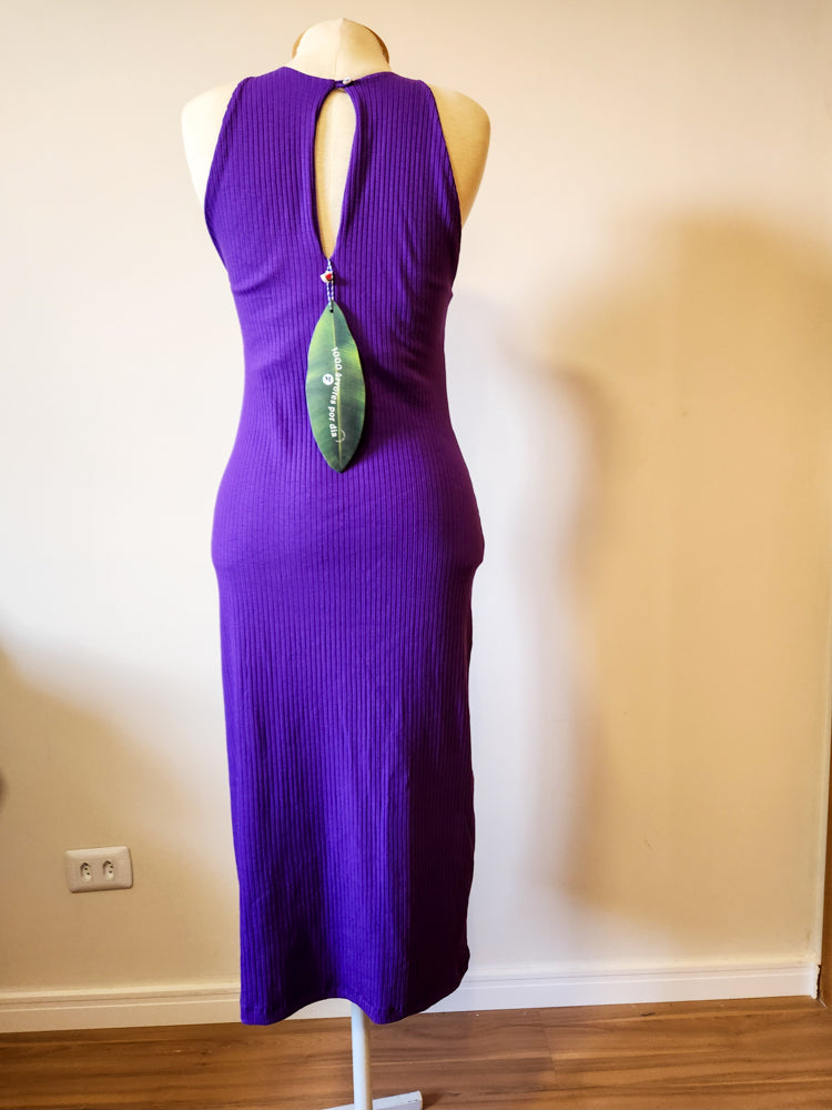 Vestido Farm Canelado Liso Roxo