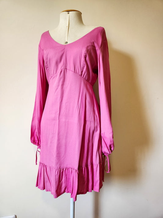 Vestido Mercatto Rosa Liso Manga Longa