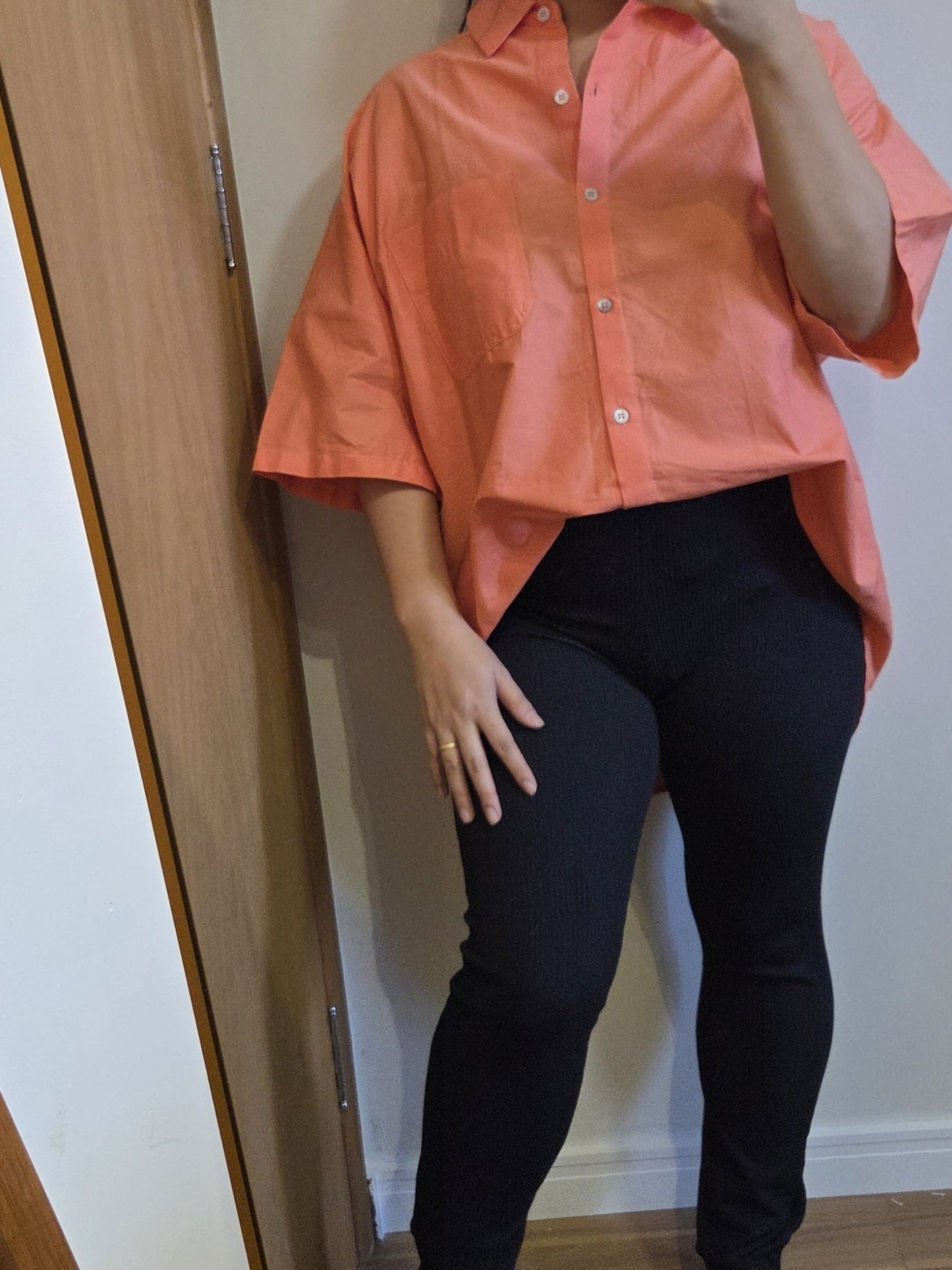 Camisa Farm Laranja Coral Oversized