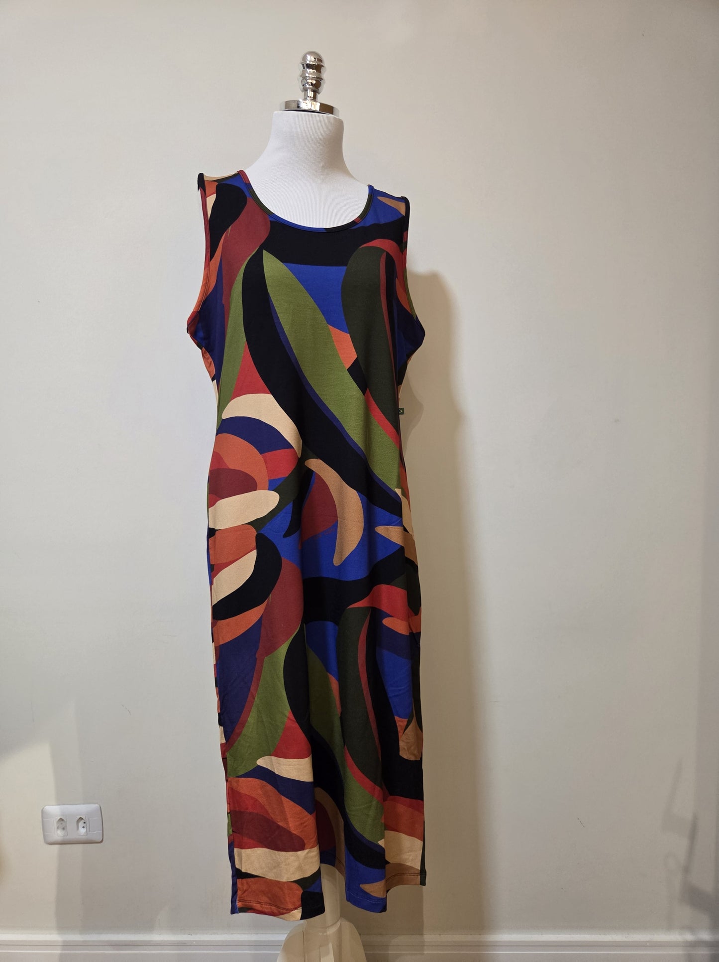 Vestido Midi Farm Estampa Abstrata Regata