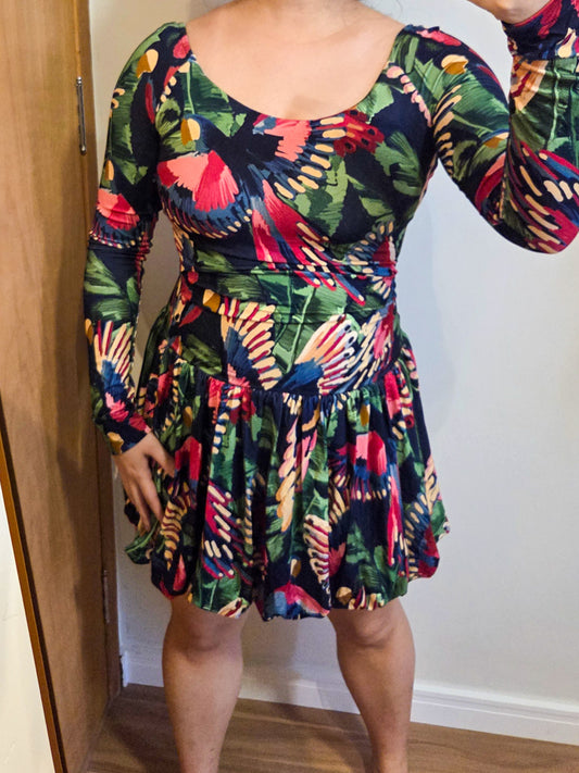 Vestido Farm Modelo Balonê Manga Longa