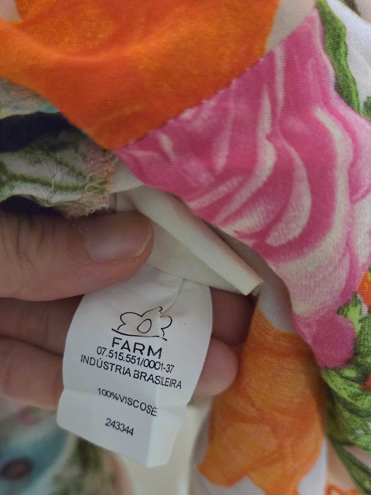 Vestido Farm Curto Floral Manga Comprida