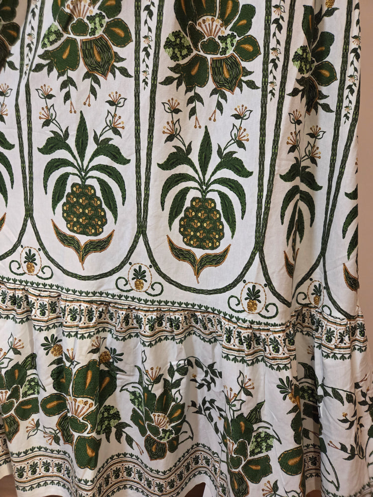 Vestido Farm Floral Verde com Off White