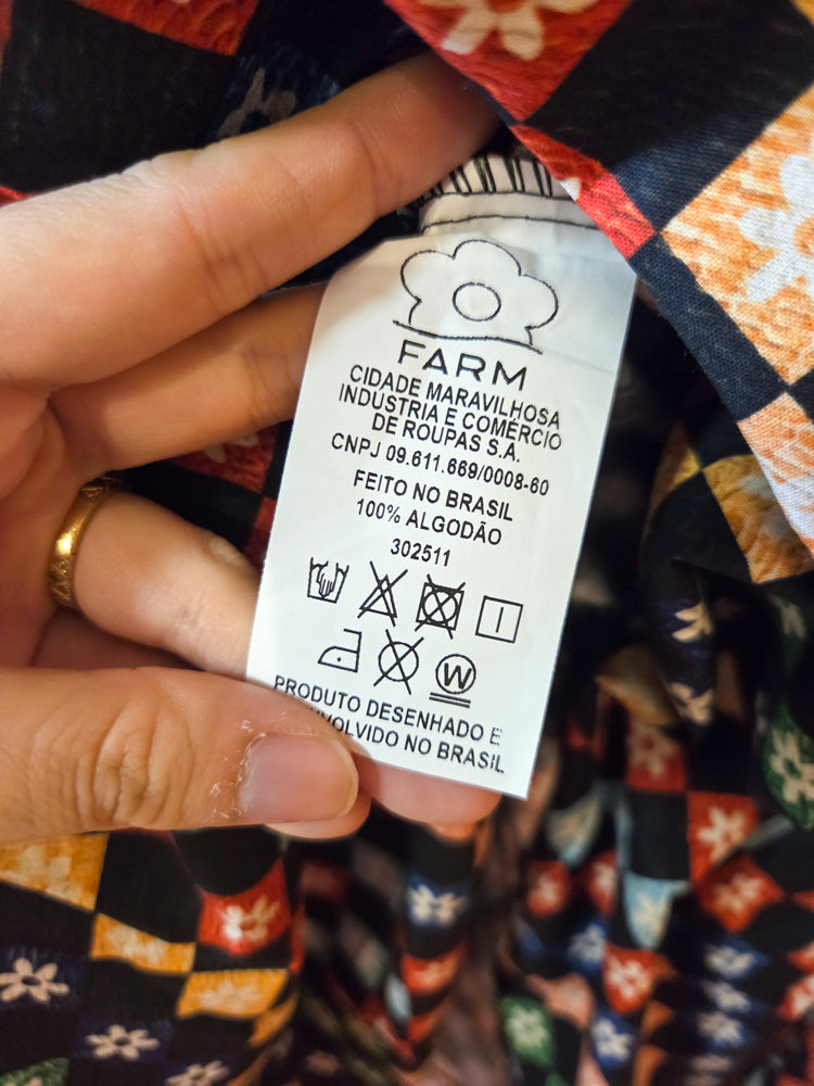 Vestido Farm Cropped Xadrez Florzinhas