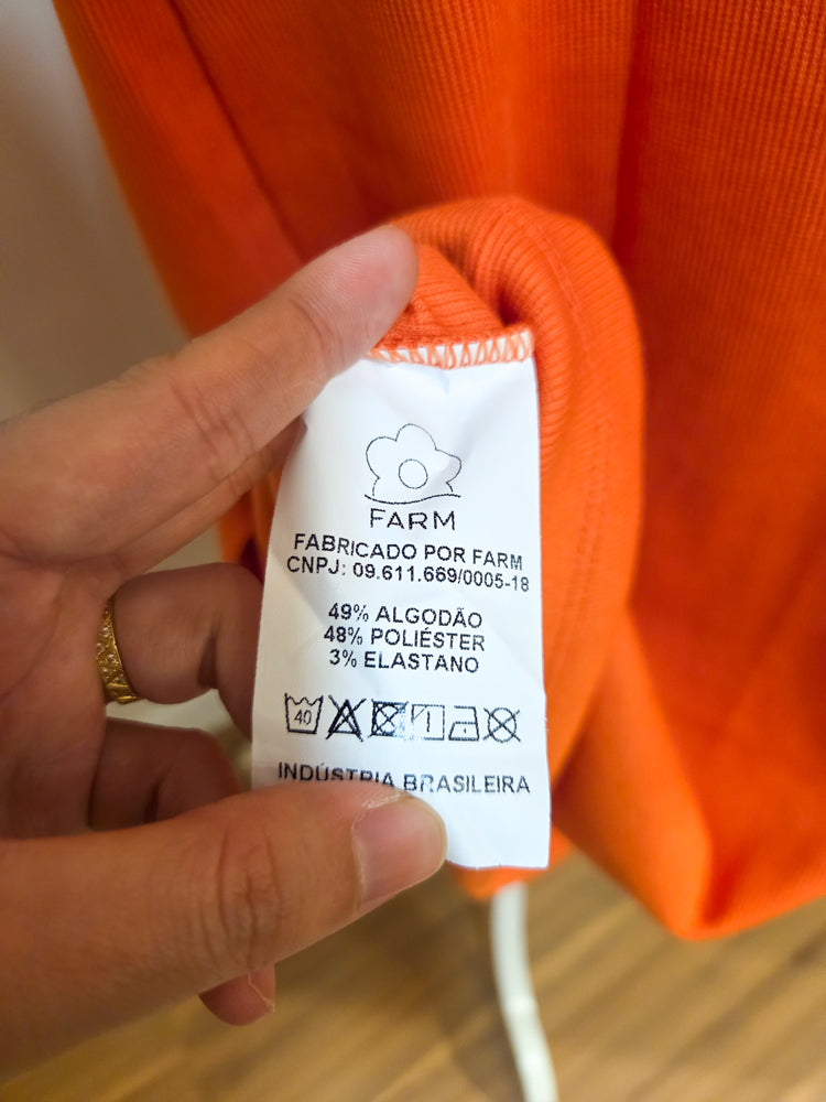 Vestido Farm Laranja Canelado Tucano