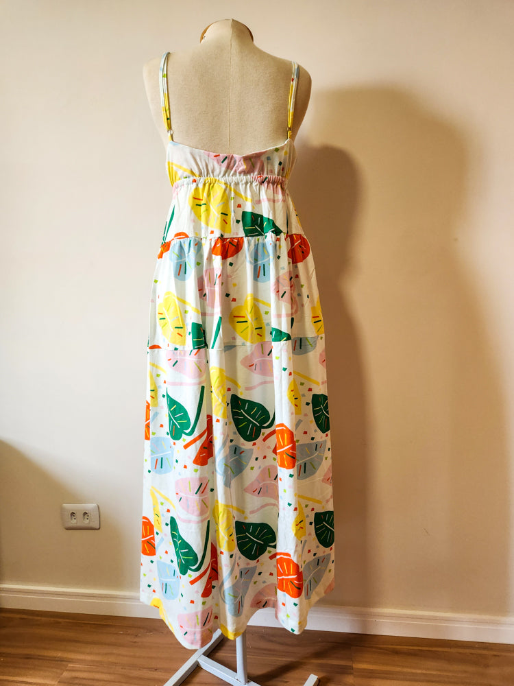 Vestido Farm Midi Folhagens Coloridas