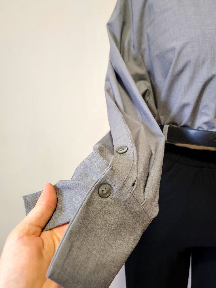 Camisa Zara Cinza Cropped com Cinto