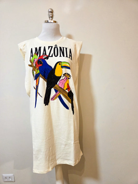 Vestido Farm Muscle Tee Estampa Amazônia