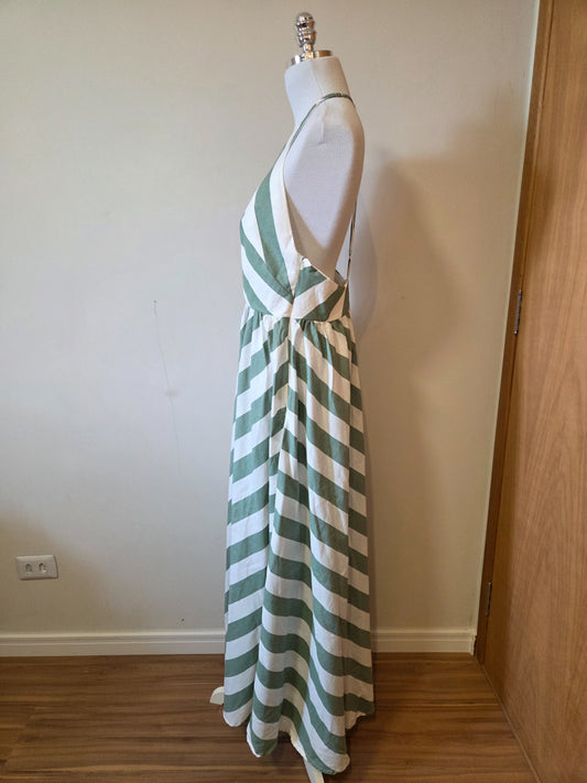 Vestido Farm Listras Verde