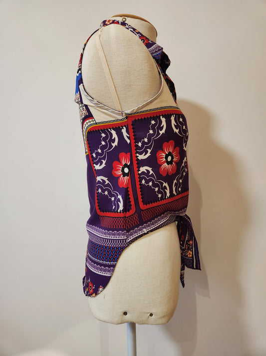 Blusinha Farm Lenço e Floral Roxo