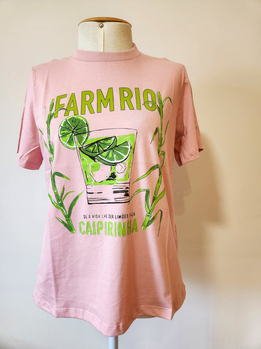 Camiseta Farm Caipirinha Rosa - Se a Vida te Der Limões