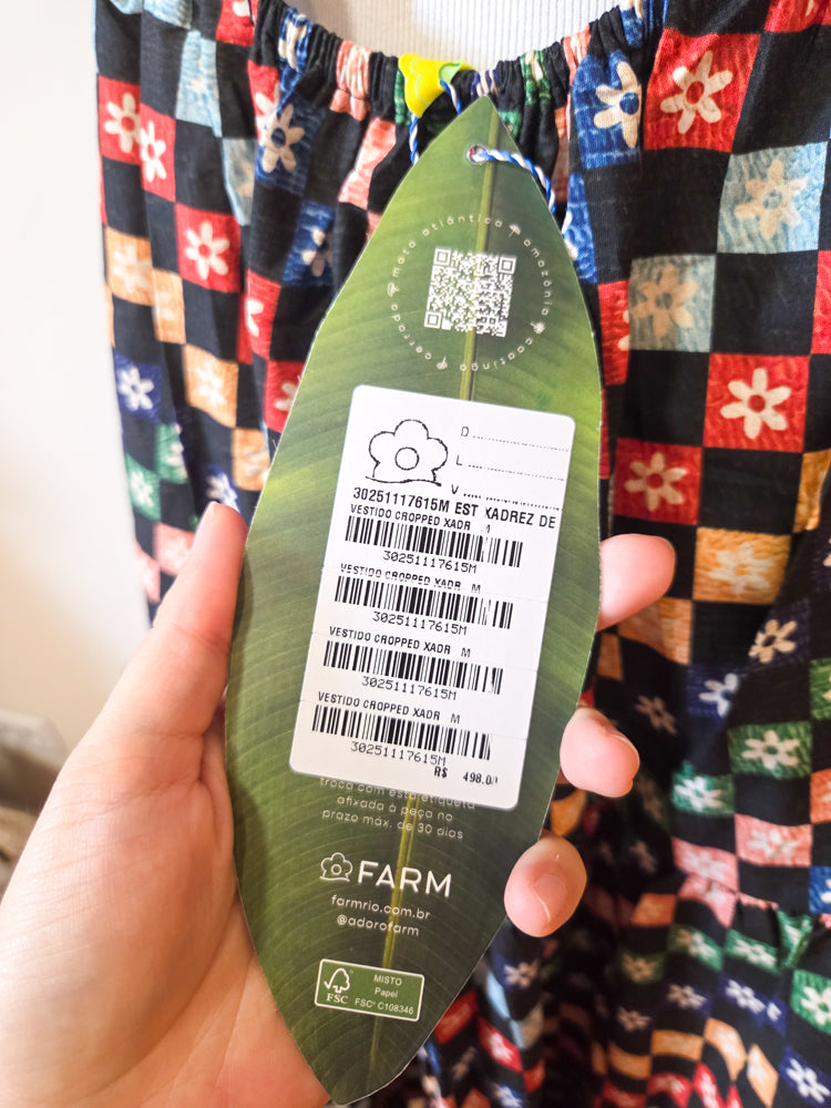 Vestido Farm Cropped Xadrez Florzinhas
