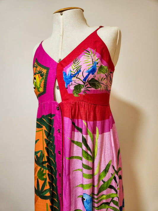 Vestido Midi Farm Lencinho Pink e Vermelho