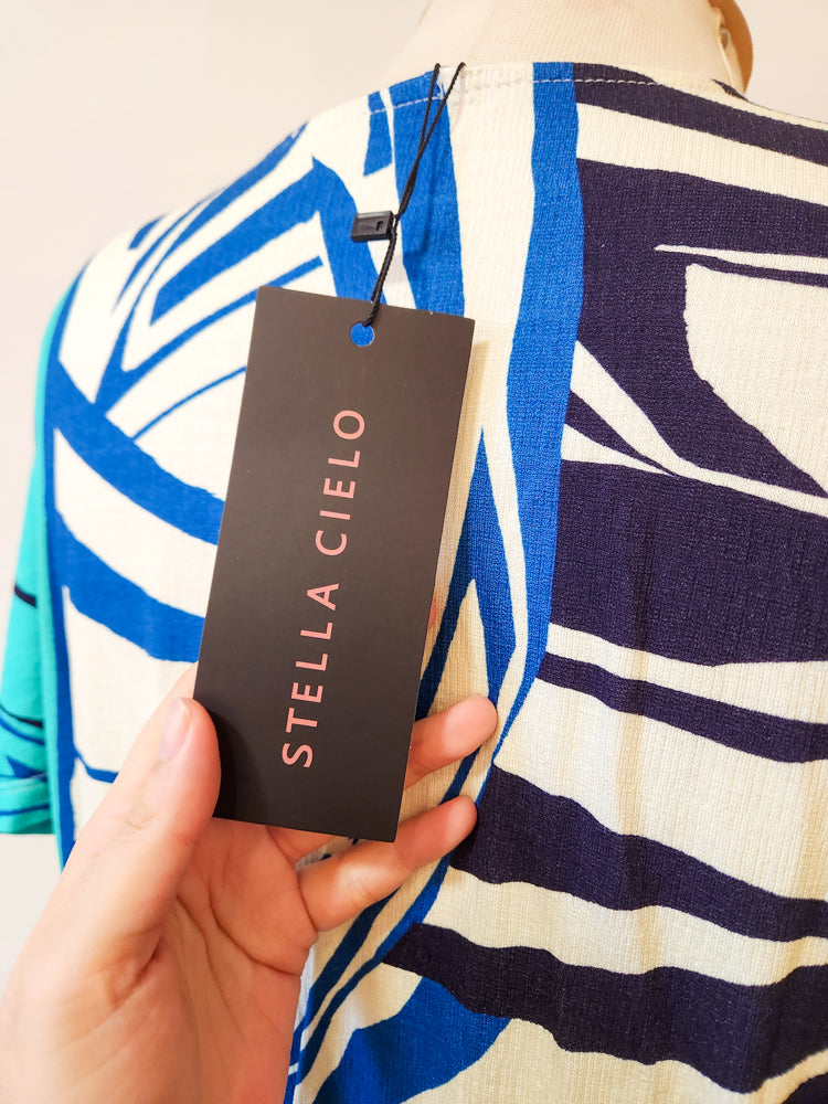 Vestido Stella Cielo Floral Folhagens Azul