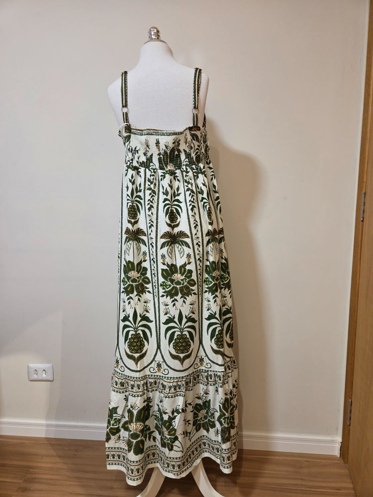 Vestido Farm Floral Verde com Off White