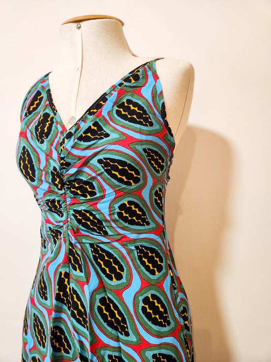 Vestido Farm Urucum Longo com fundo Azul