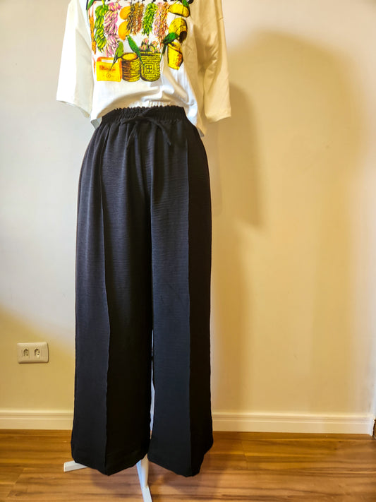 Calça Rosa Boneca Pantalona Preta