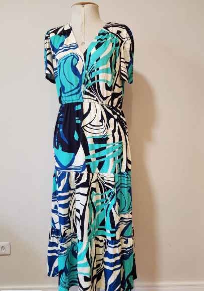 Vestido Stella Cielo Floral Folhagens Azul