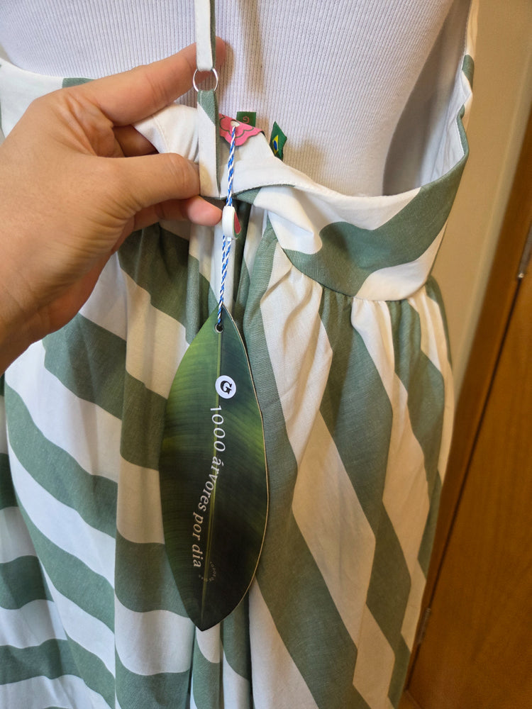 Vestido Farm Listras Verde