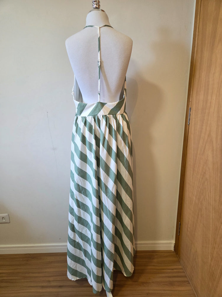 Vestido Farm Listras Verde