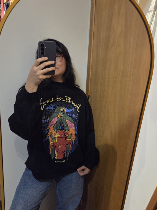 Moletom Farmrio Come to Brasil fundo Preto