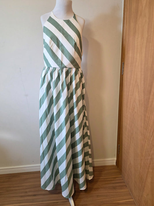 Vestido Farm Listras Verde