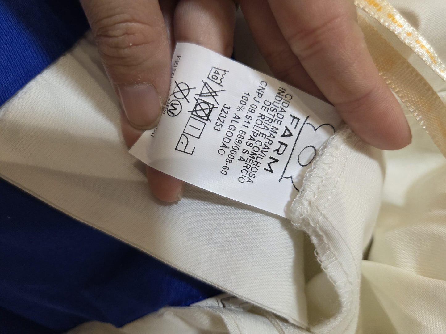 Calça Farm Pantalona Bicolor Azul e Branco