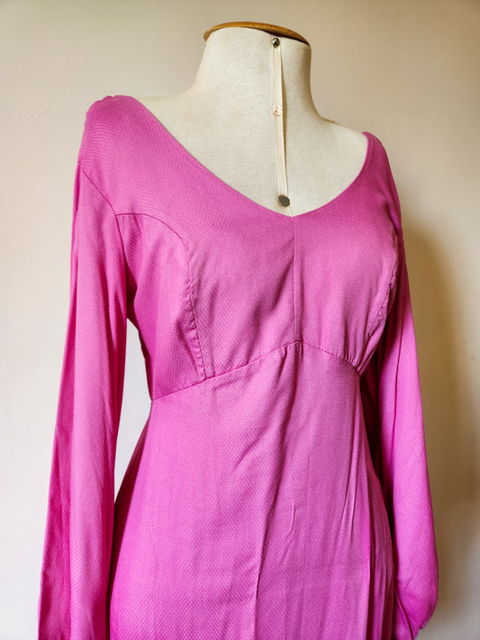 Vestido Mercatto Rosa Liso Manga Longa