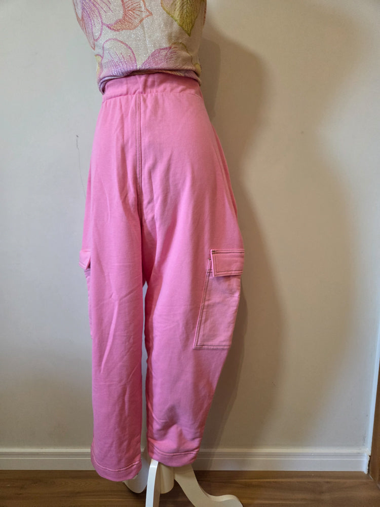 Calça Farm Moletom Rosa Modelo Cenoura