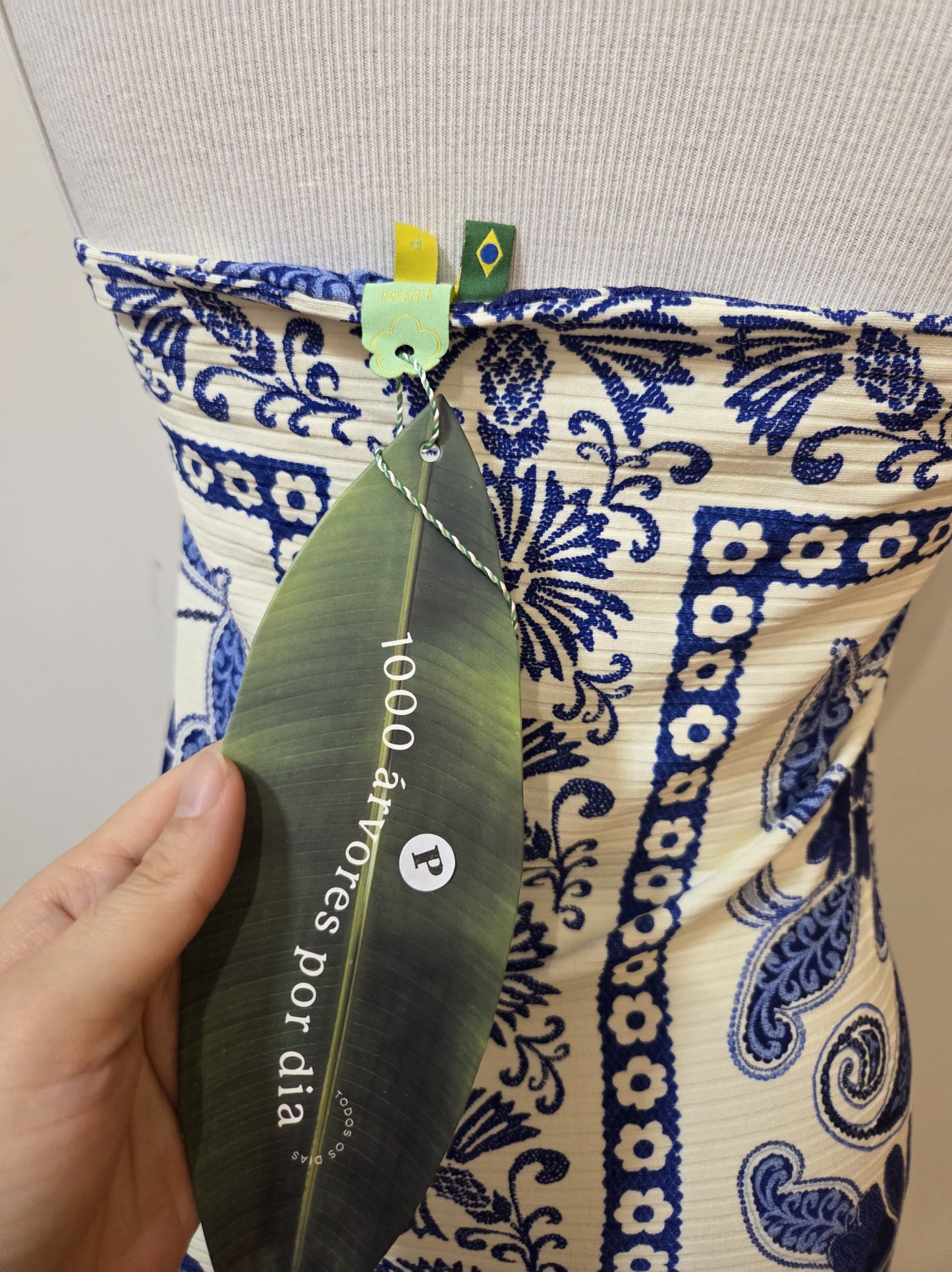 Vestido Farm Floral Azul Canelado