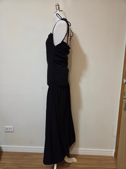 Vestido Farm Preto Franzido Balonê