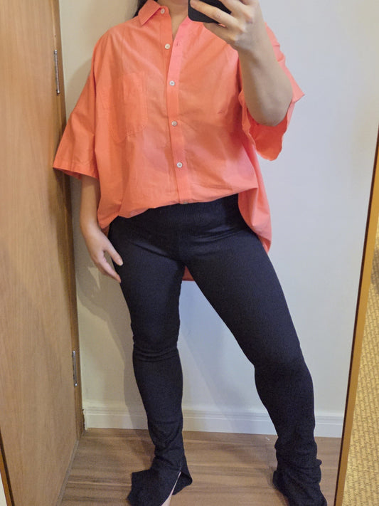 Camisa Farm Laranja Coral Oversized