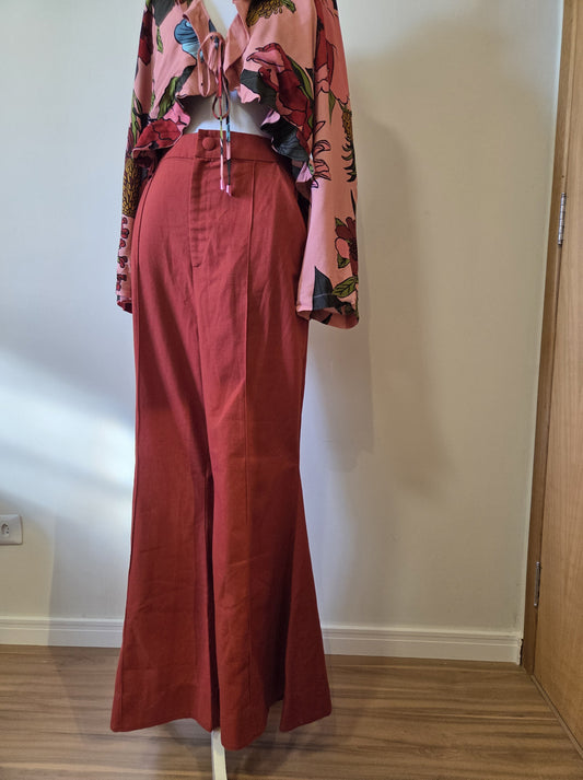 Calça Farm Flare Vermelho Oeste