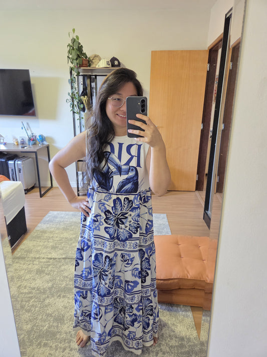 Vestido Farm Patch Casal de Tucanos Azul