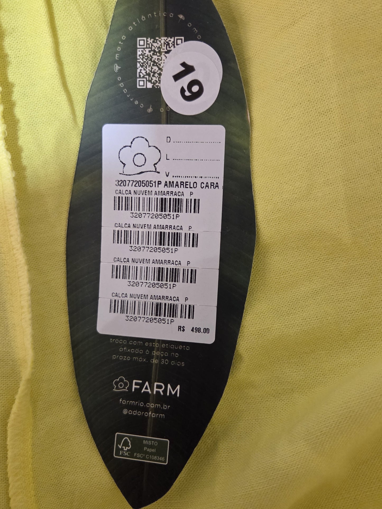 Calça Farm Nuvem Amarelo