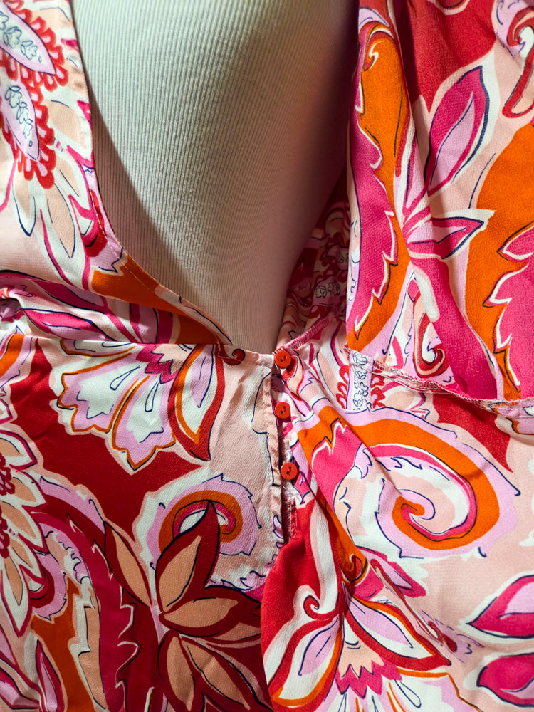 Vestido Zara Transpassado Rosa e Vermelho