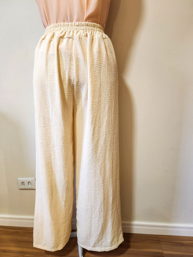 Calça Rosa Boneca Pantalona Creme