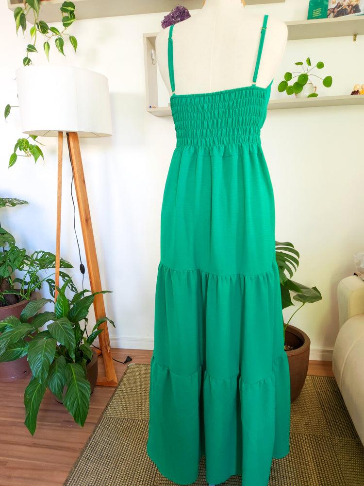 Vestido Verde Bandeira Longo Três Marias
