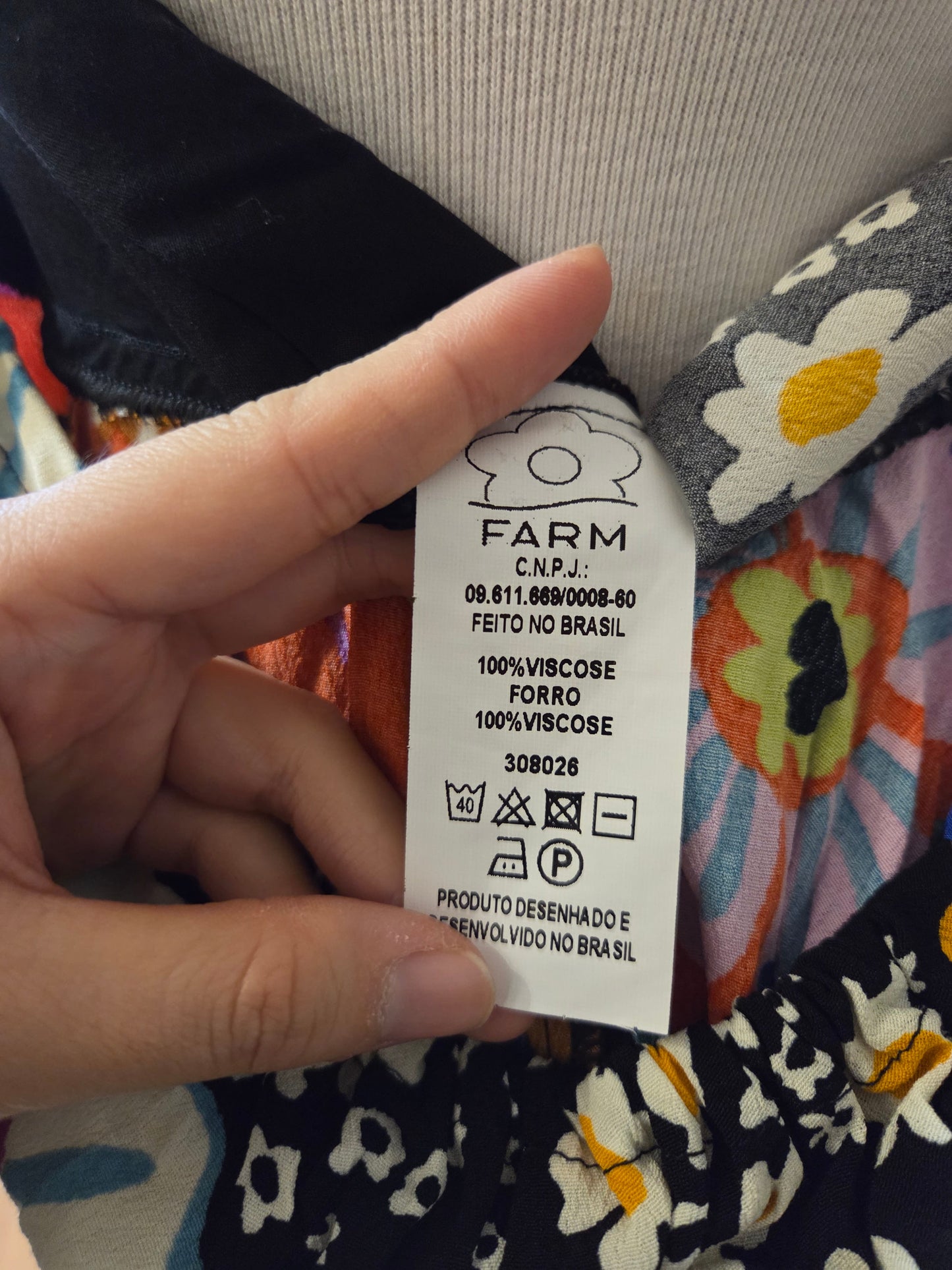 Vestido Farm Cropped Patch Margarida Solar Floral