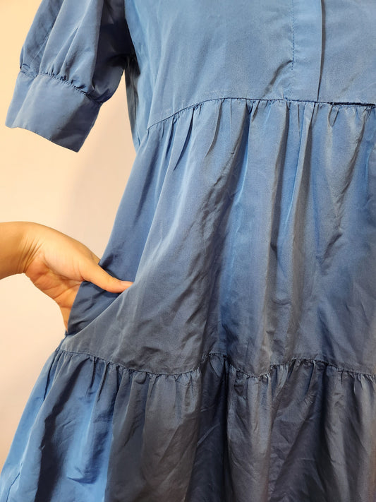 Vestido Zara Curto Azul Petróleo