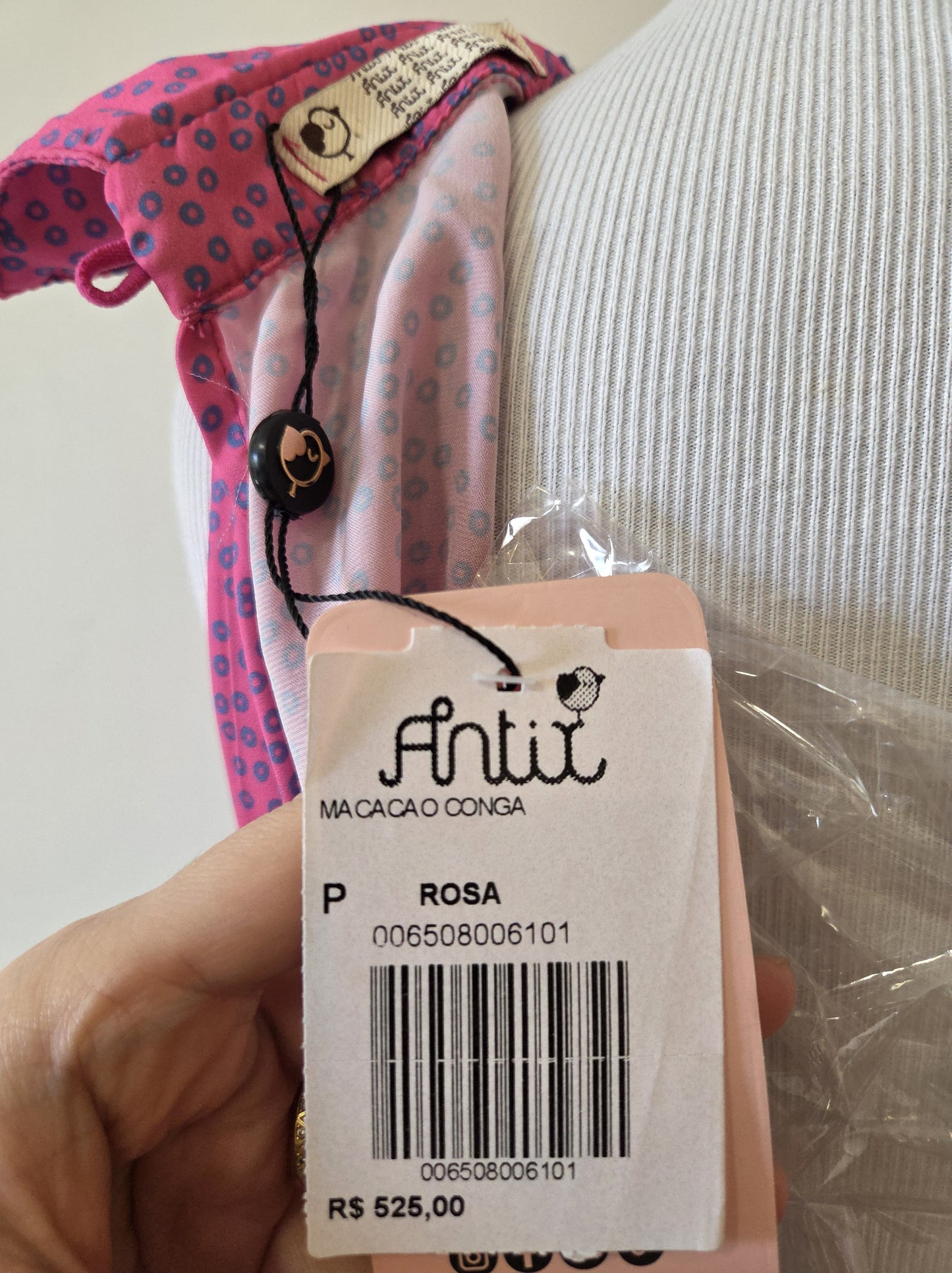 Macacão Antix Pantalona Rosa e Flor Azul